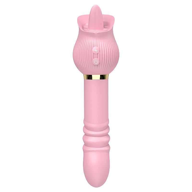 Vibrador de Ponto G e Clitóris em formato de Rosa com Língua e Vai e vem - Jane - Imagem 4