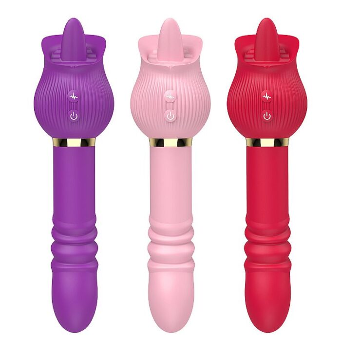 Vibrador de Ponto G e Clitóris em formato de Rosa com Língua e Vai e vem - Jane - Imagem 7