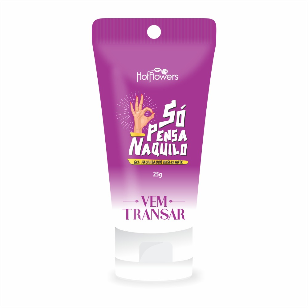 Gel Facilitador Dessensibilizante Só Pensa Naquilo - Linha Vem Transar Hot Flowers