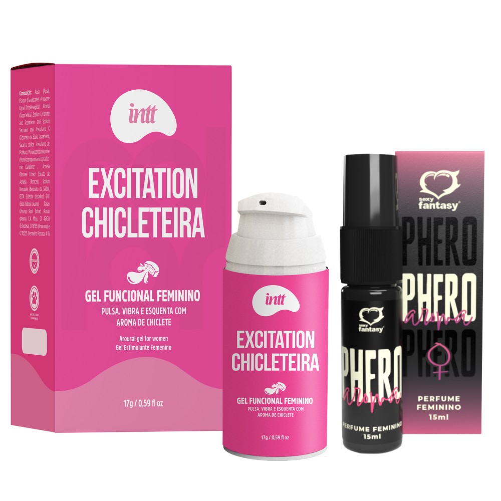 kit com Excitation chicleteira gel excitante feminino Perfume Phero Feminino com feromônio