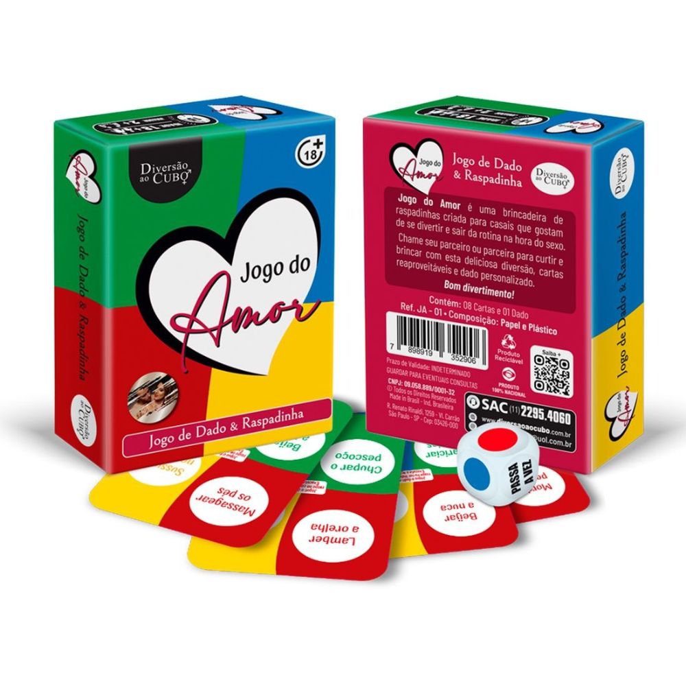 Jogo do Amor Dado e Raspadinha Reutilizável Diversão ao Cubo