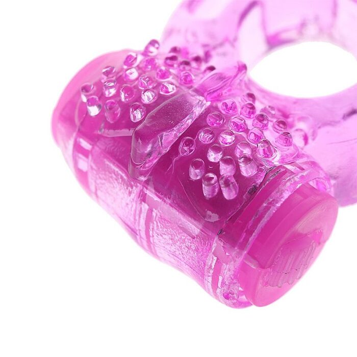 Anel Peniano Com Vibrador E Textura Estimuladora Formato Borboleta - Imagem 10