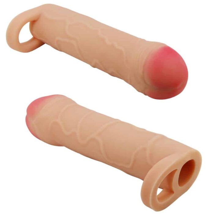 Capa Peniana ultra textura realística macia e flexível com Anel para Escroto Bunion 16,5x3,8cm - Pretty Love - Imagem 3