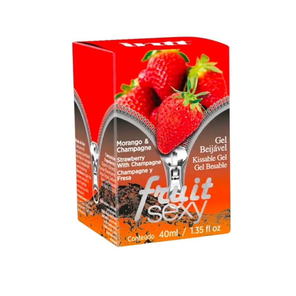 Intt fruit sexy - Gel beijável corporal que esquenta - 40 ml | sabor: Morango com champagne - Imagem 3