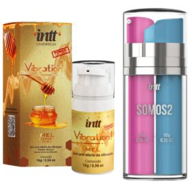 Kit Prazer a Dois: Géis Excitantes Feminino & Masculino + Vibration Mel 17ml - Intt Cosméticos