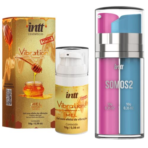 Kit Prazer a Dois: Géis Excitantes Feminino & Masculino + Vibration Mel 17ml - Intt Cosméticos