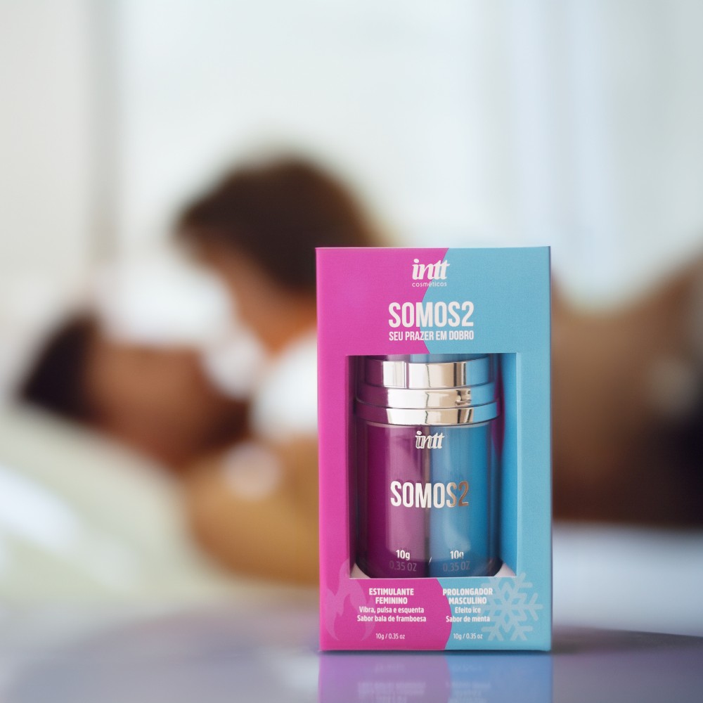 Kit Somos2 gel excitante feminino vibra pulsa e esquenta e gel prolongador masculino esfria - intt cosméticos - Imagem 5