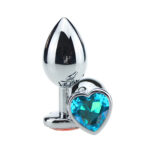 Plug anal Pequeno em alumínio, base em formato de coração com pedra colorida - Imagem 5