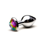 Plug anal Pequeno em alumínio, base em formato de coração com pedra colorida - Imagem 15