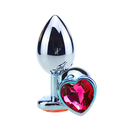 Alternative view of Plug anal Pequeno em alumínio, base em formato de coração com pedra colorida