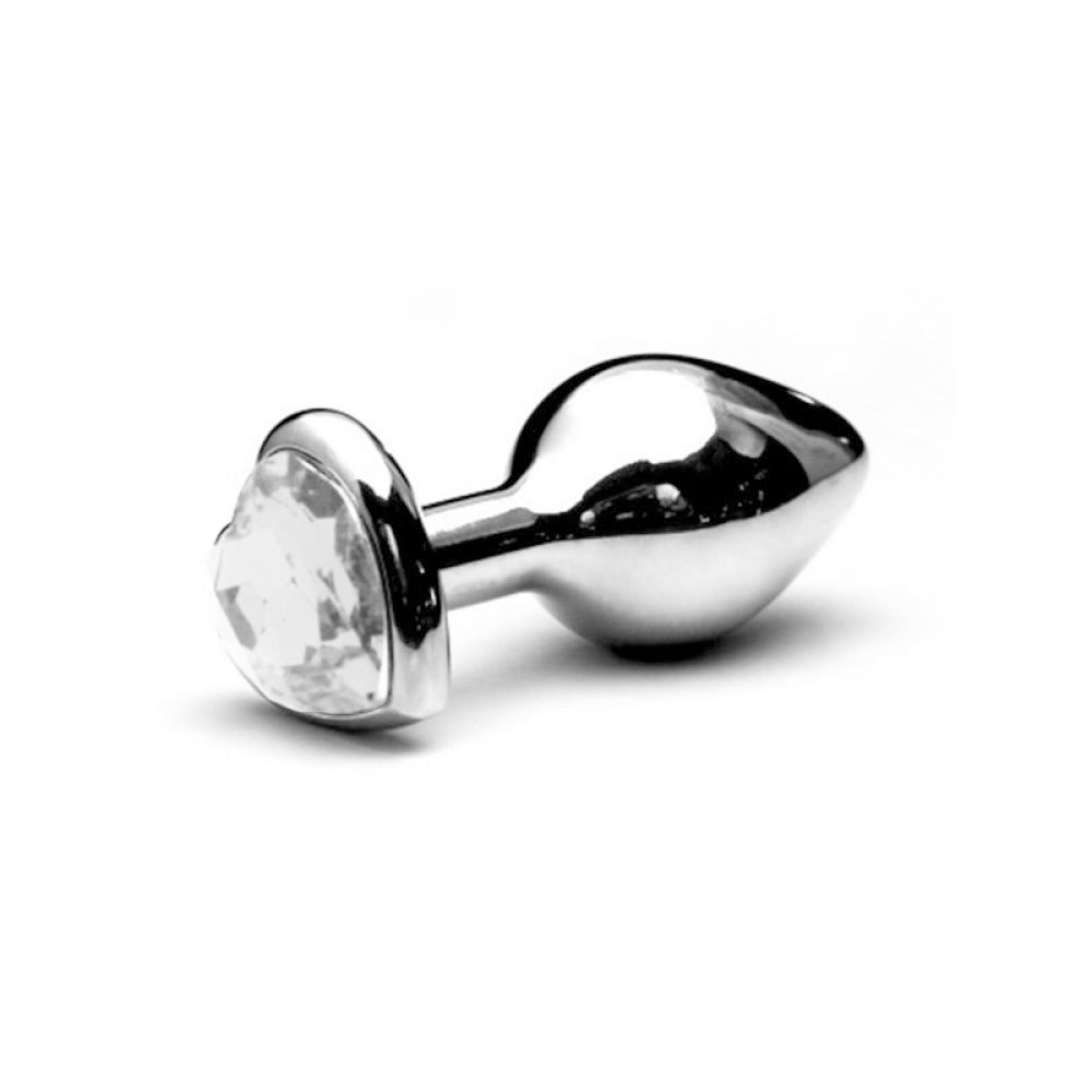 Plug anal Pequeno em alumínio, base em formato de coração com pedra colorida - Imagem 11