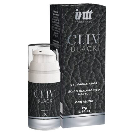 gel dessensibilizante anal Cliv Black Intt 17g frasco sobre superfície escura com acabamento fosco