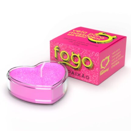 Vela Fogo da Paixão Com Glitter Aroma Chiclete