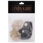 Kit coleira e perneira flor em couro sintético linha sado sexy fantasy - Imagem 4