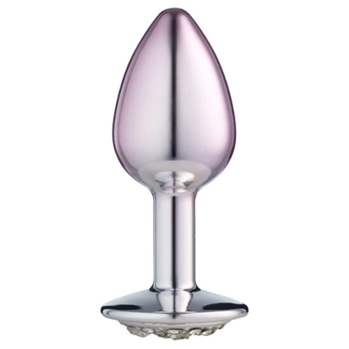 Lite Plug anal Bicolor Pequeno Prata com Rosa Cravejado - Imagem 2