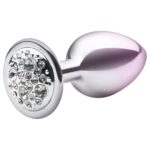 Lite Plug anal Bicolor Pequeno Prata com Rosa Cravejado - Imagem 3