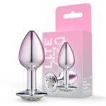 Lite Plug anal Bicolor Pequeno Prata com Rosa Cravejado