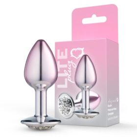 Lite Plug anal Bicolor Pequeno Prata com Rosa Cravejado