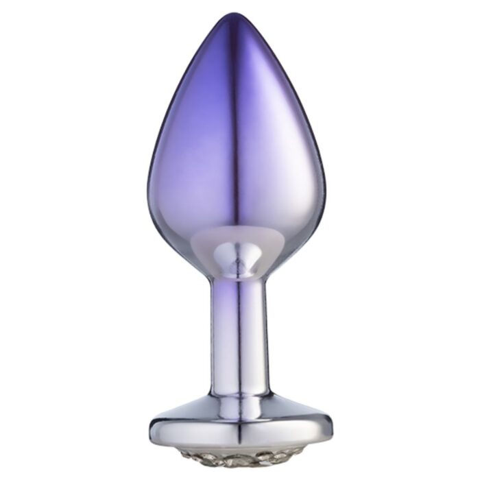 Lite Plug anal Bicolor Médio Prata com Roxo Cravejado - Imagem 2