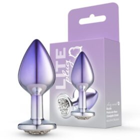 Lite Plug anal Bicolor Médio Prata com Roxo Cravejado