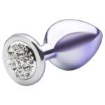 Lite Plug anal Bicolor Médio Prata com Roxo Cravejado - Imagem 3