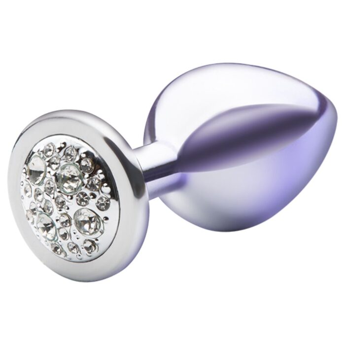 Lite Plug anal Bicolor Médio Prata com Roxo Cravejado - Imagem 3