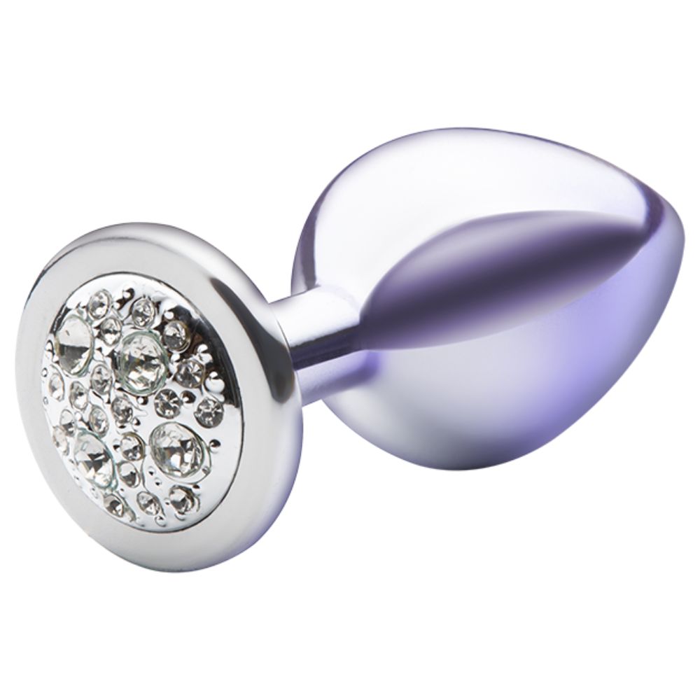 Lite Plug anal Bicolor Médio Prata com Roxo Cravejado - Imagem 3