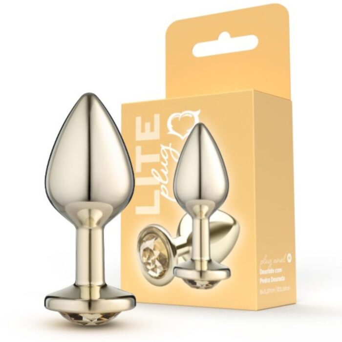 Lite Plug anal Dourado Médio com Pedra Dourada