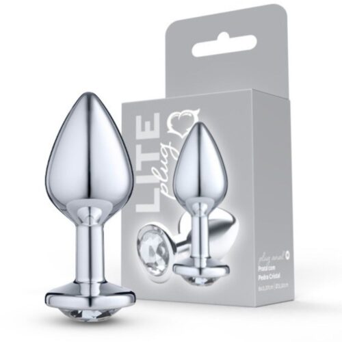 Lite Plug anal Prata Médio com Pedra Cristal