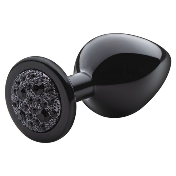 Lite Plug anal Preto Médio Cravejado Pedra Preta - Imagem 3