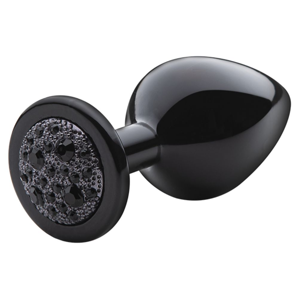 Lite Plug anal Preto Médio Cravejado Pedra Preta - Imagem 3