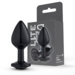 Lite Plug anal Preto Médio Cravejado Pedra Preta