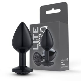 Lite Plug anal Preto Médio Cravejado Pedra Preta