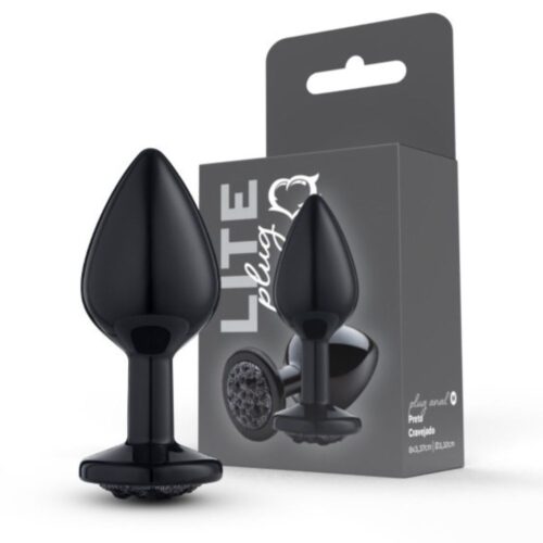 Lite Plug anal Preto Médio Cravejado Pedra Preta