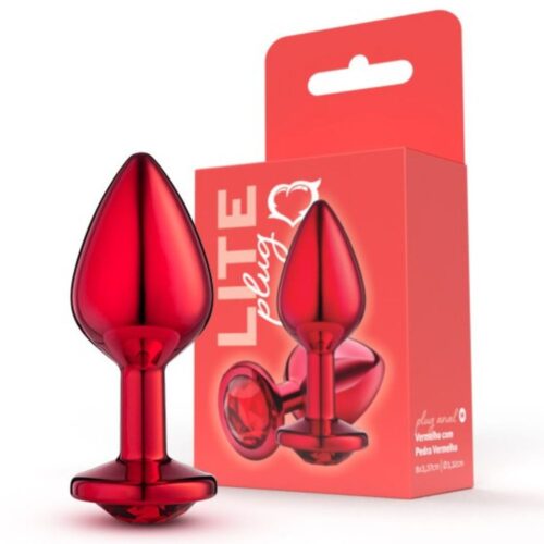 Lite Plug anal Vermelho Médio com Pedra Vermelha