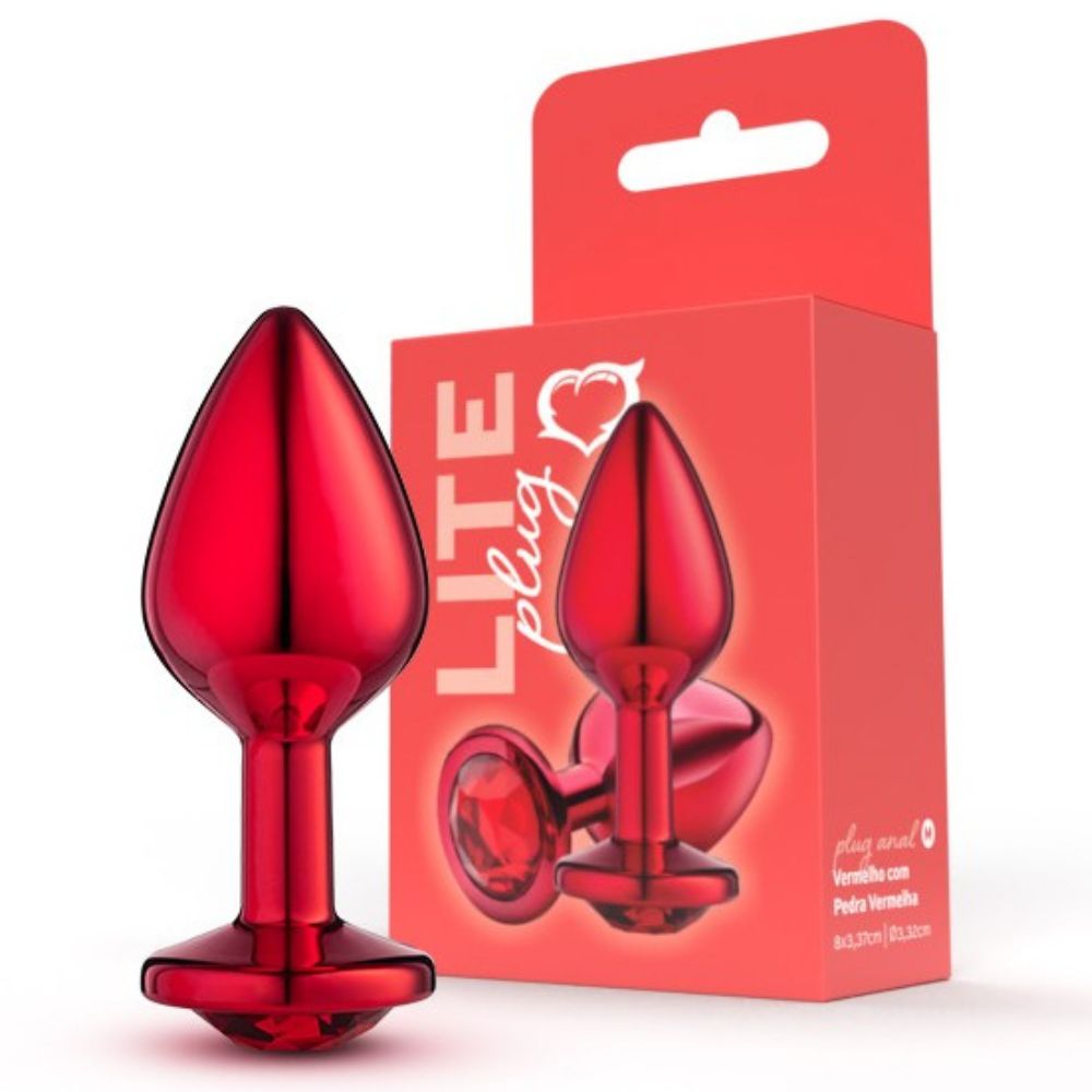 Lite Plug anal Vermelho Médio com Pedra Vermelha