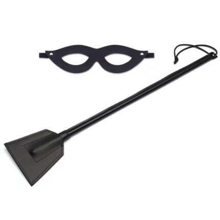 Kit Tiazinha Preto com chibata 40cm e mascara