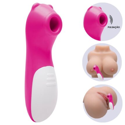 Estimulador de Clitóris Liso em Formato de Urso com 10 Modos de Pulsação na cor pink
